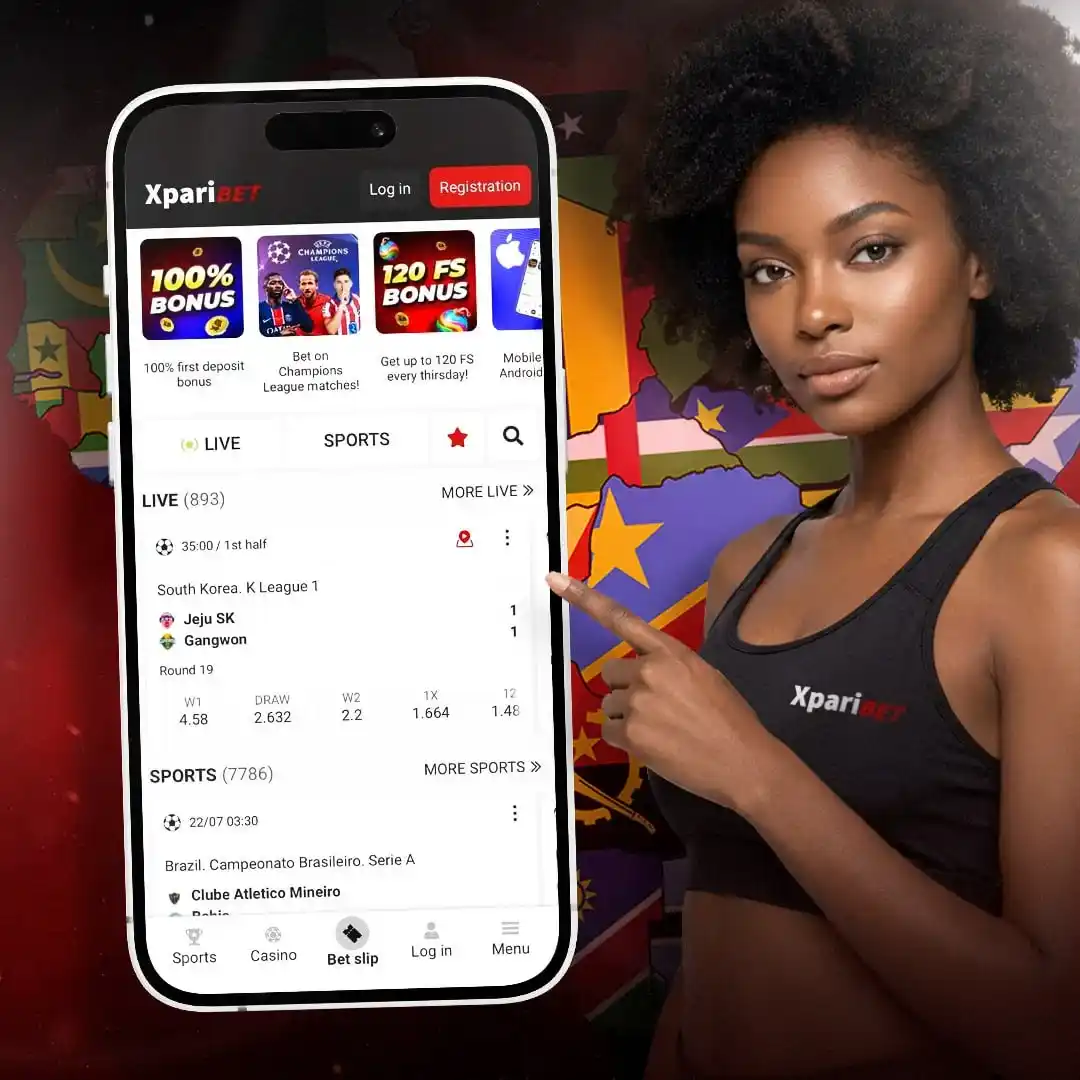 Xparibet app for Android — live odds and bet slip Programu ya Xparibet kwenye simu ya Android ikionyesha odds za mechi za moja kwa moja na fomu ya kubeti